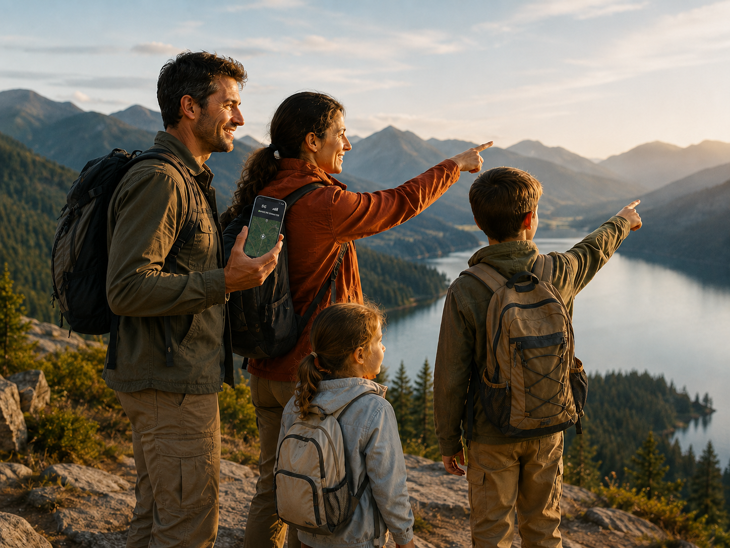 People relying on their phones while travelling outdoors