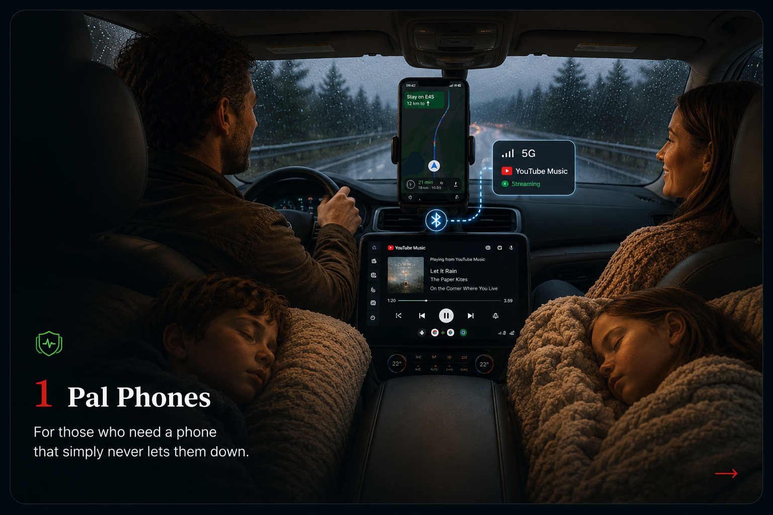 Pal Phones — family travelling safely in poor visibility